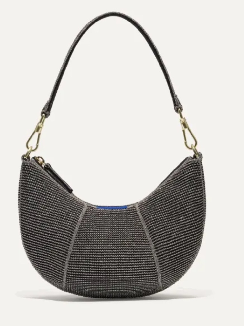 Rothy's The Crescent Mini Shoulder Bag Black Silver Like New